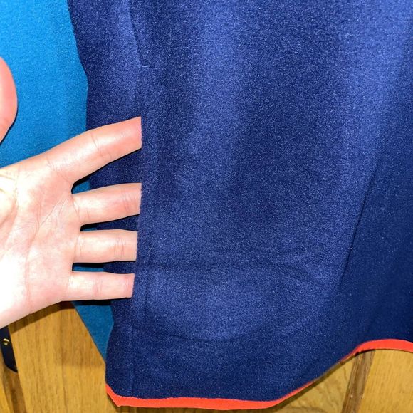 Land's End Men's M Blue Color Block Polar Fleece Quarter Snap Pullover Jacket - Picture 6 of 9